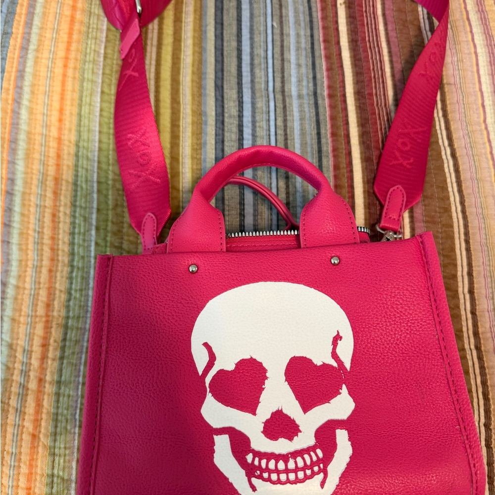 Betsey Johnson Pink Heart-Eyed Skull Mini Bag